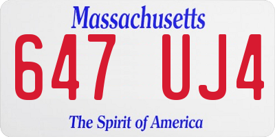 MA license plate 647UJ4