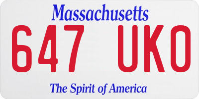MA license plate 647UK0