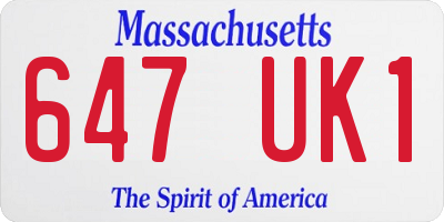 MA license plate 647UK1