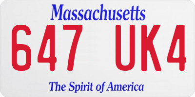 MA license plate 647UK4