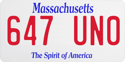 MA license plate 647UN0