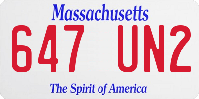 MA license plate 647UN2