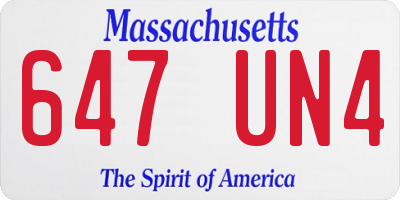 MA license plate 647UN4