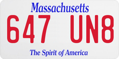 MA license plate 647UN8