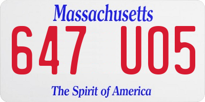 MA license plate 647UO5