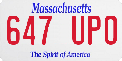 MA license plate 647UP0