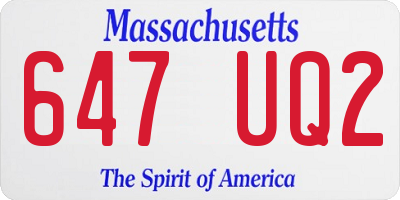 MA license plate 647UQ2