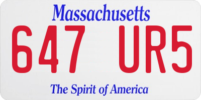 MA license plate 647UR5