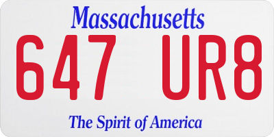 MA license plate 647UR8