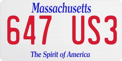 MA license plate 647US3