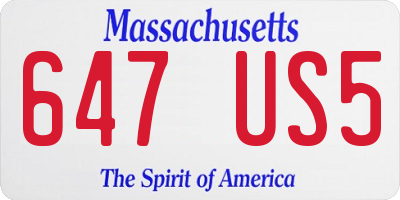 MA license plate 647US5