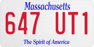 MA license plate 647UT1