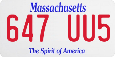 MA license plate 647UU5