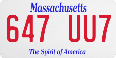 MA license plate 647UU7