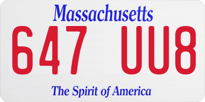 MA license plate 647UU8