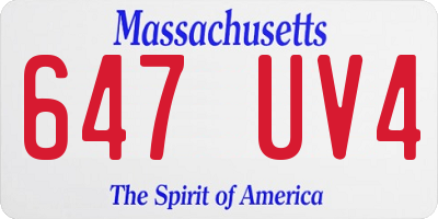 MA license plate 647UV4