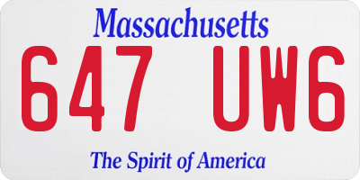 MA license plate 647UW6