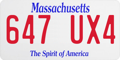 MA license plate 647UX4
