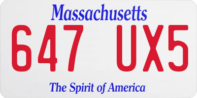 MA license plate 647UX5