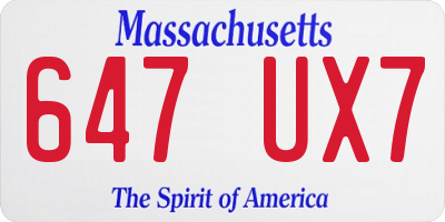 MA license plate 647UX7
