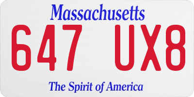 MA license plate 647UX8