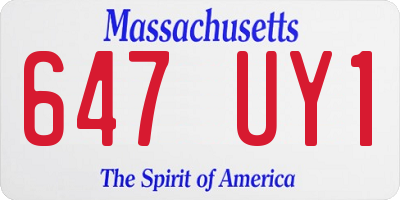 MA license plate 647UY1
