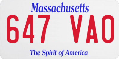 MA license plate 647VA0