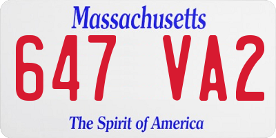 MA license plate 647VA2