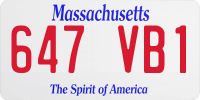 MA license plate 647VB1