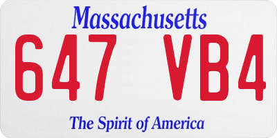 MA license plate 647VB4