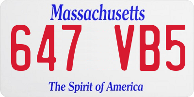 MA license plate 647VB5