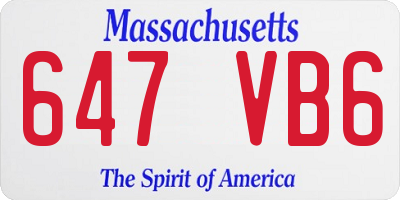 MA license plate 647VB6