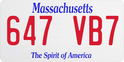 MA license plate 647VB7