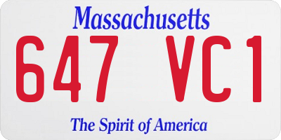 MA license plate 647VC1