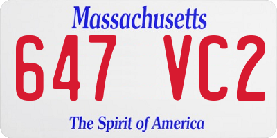 MA license plate 647VC2