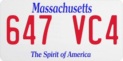 MA license plate 647VC4