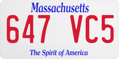 MA license plate 647VC5