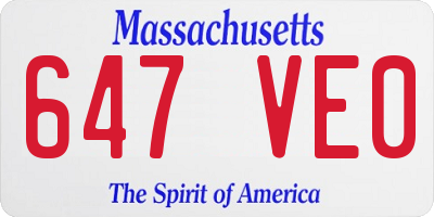MA license plate 647VE0