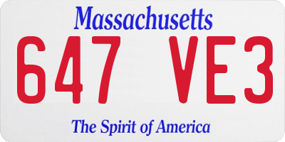 MA license plate 647VE3