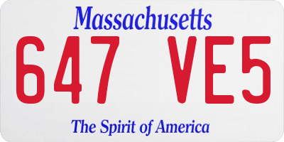 MA license plate 647VE5