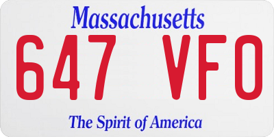 MA license plate 647VF0