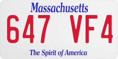 MA license plate 647VF4