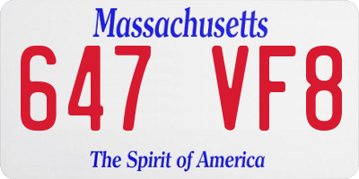 MA license plate 647VF8