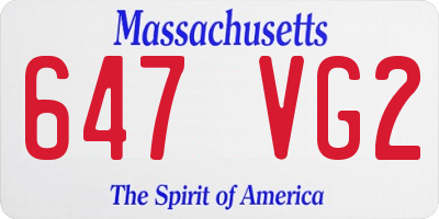 MA license plate 647VG2