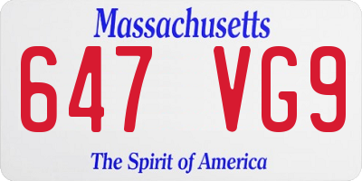 MA license plate 647VG9