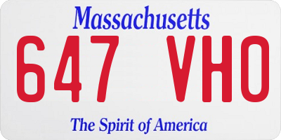 MA license plate 647VH0