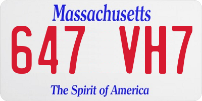 MA license plate 647VH7