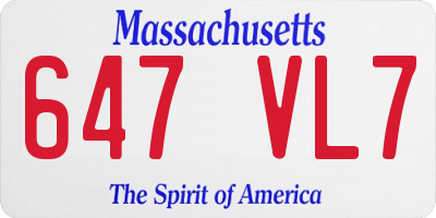 MA license plate 647VL7