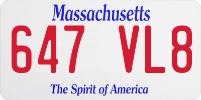MA license plate 647VL8