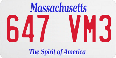 MA license plate 647VM3